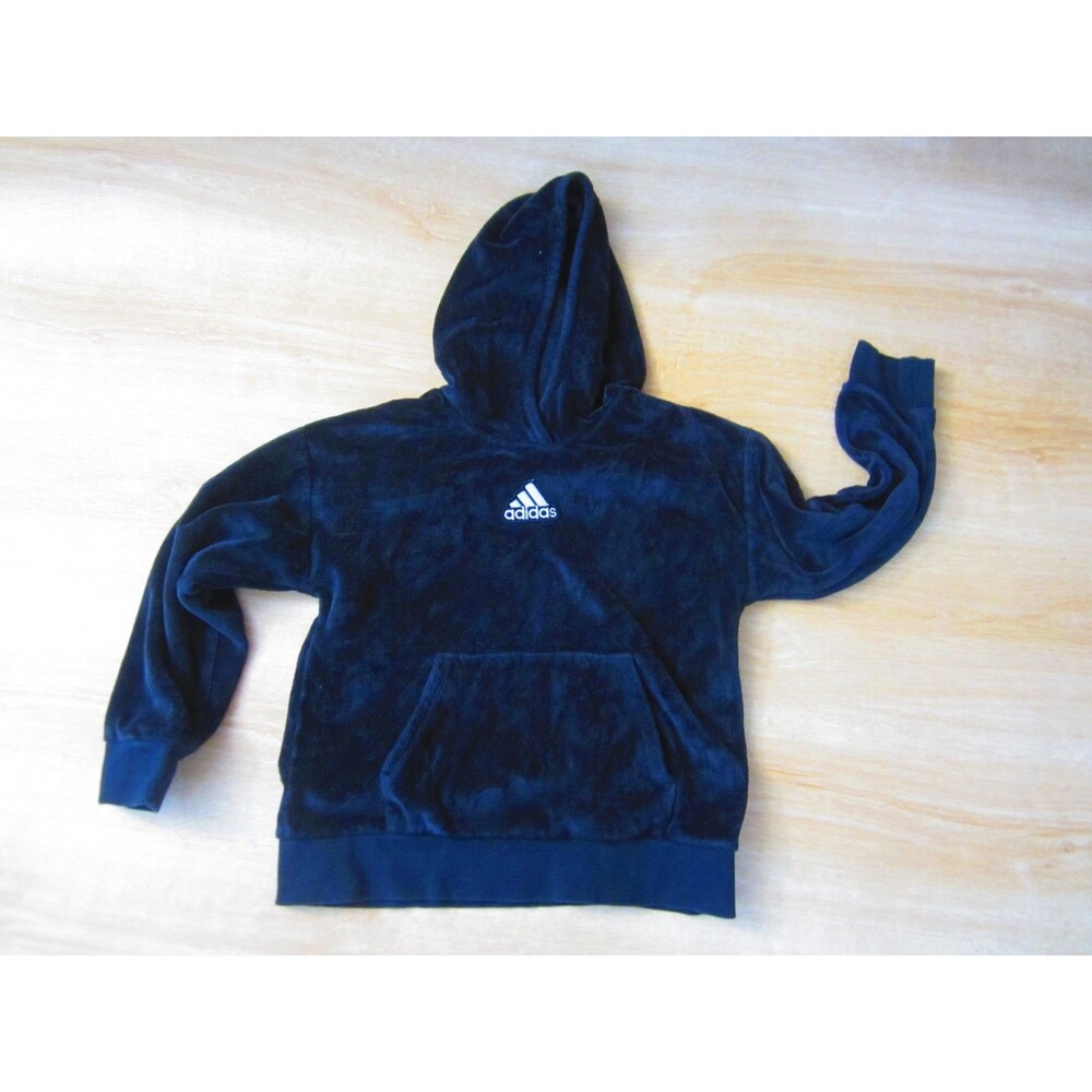 adidas Girls Cozy Black Furry Fleece Hoodie Size M(10/12)